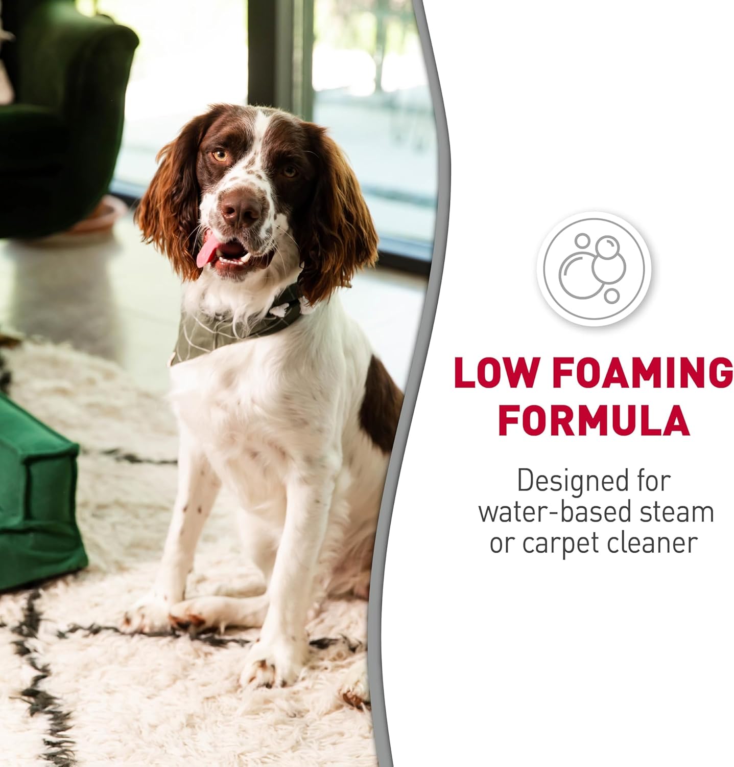 Nature's Miracle Carpet Shampoo being used in a carpet cleaning machine